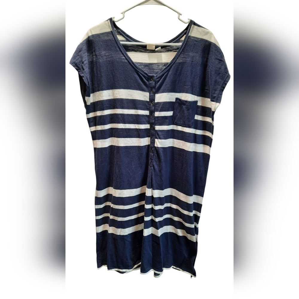 Roxy Dress Womans Small Blue White Striped Beach Surfer Classic Casual